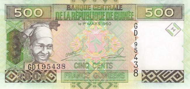 500 Francs Guinéen 2006 p.39a